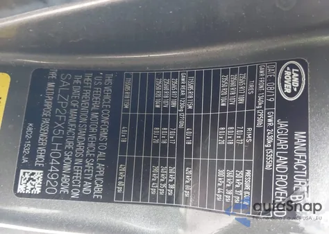 2020 Land Rover Range Rover Evoque Se z USA, uszkodzony, nr VIN SALZP2FX5LH044920